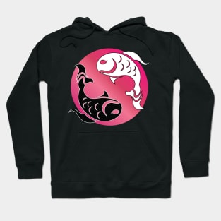 Yin and Yang Tribal style fish, pink Hoodie